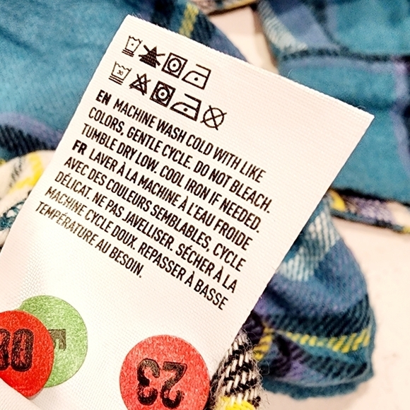 American Eagle AEO Teal Plaid Boyfriend Fit Button Down Flannel Women's Small S - Picture 11 of 11